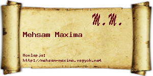 Mehsam Maxima névjegykártya